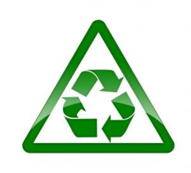 Grüne Dreiecke mit weißem Hintergrund, die ein grünes Recycling-Symbol in der Mitte enthalten.
