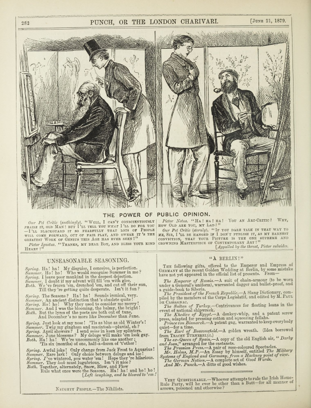 Ein altes Buchcover mit einem Mann in einem Anzug, der in einem Stuhl sitzt und nachdenklich schaut, und einer Frau, die neben ihm steht und ebenfalls nachdenklich aussieht, mit der Aufschrift "Die Macht der öffentlichen Meinung" auf der Seite.