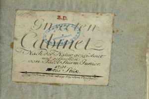 Ein altes Buch mit dem Titel "Z.D. Nürnberg, Deutschland, 1791" mit einem Stempel, der die erste Auflage anzeigt, mit handgeschriebenem Text auf seinen Seiten.