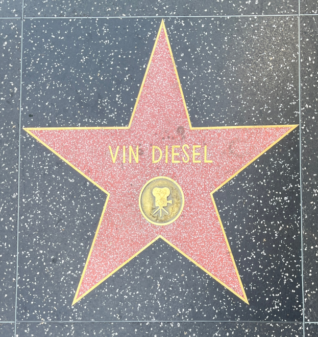 Stern auf dem Hollywood Walk of Fame mit der Inschrift 'Vin Diesel.'