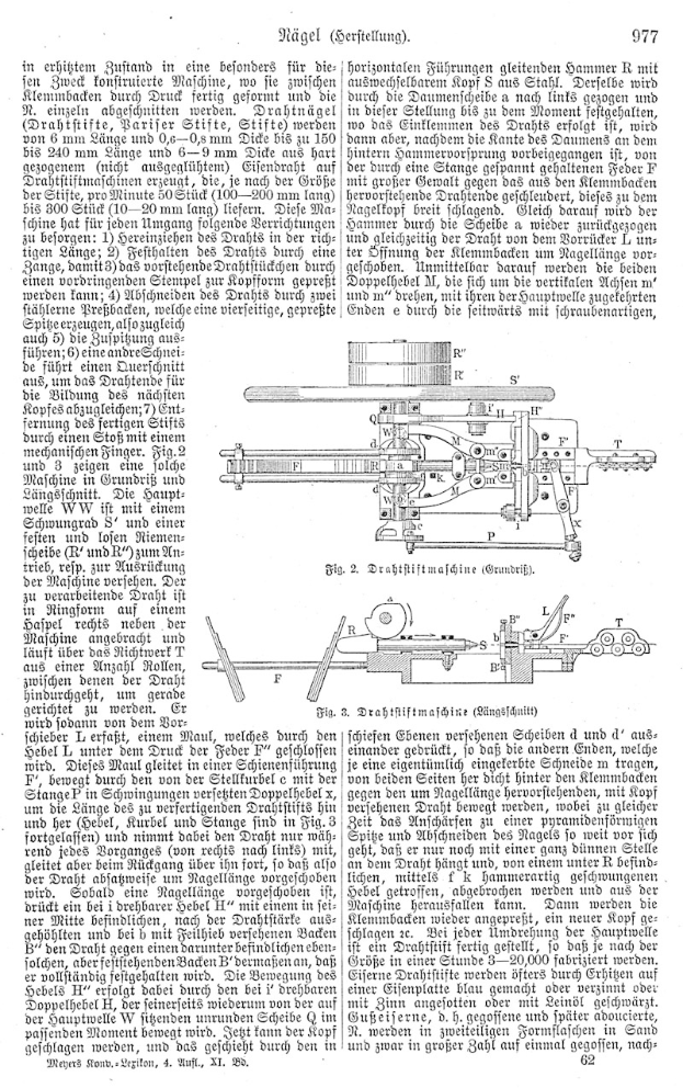 Eine Buchseite mit einer Zeichnung einer Maschine und dem Text "Deutsches Patent 977,977" sowie mehreren Bildern der Maschine.