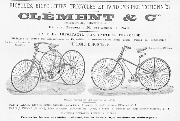 Eine Werbung mit zwei Fahrrädern und beschreibendem Text zu ihren Funktionen.