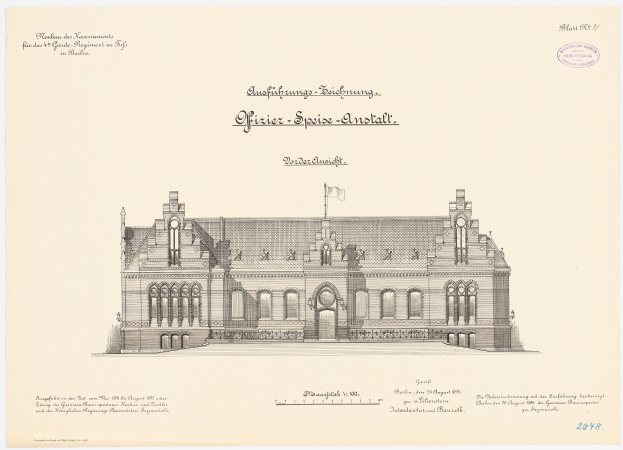 Zeichnung des Hauptsaals des Deutschen Bundestages in Berlin mit einer Fahne oben drauf, begleitet von Text.