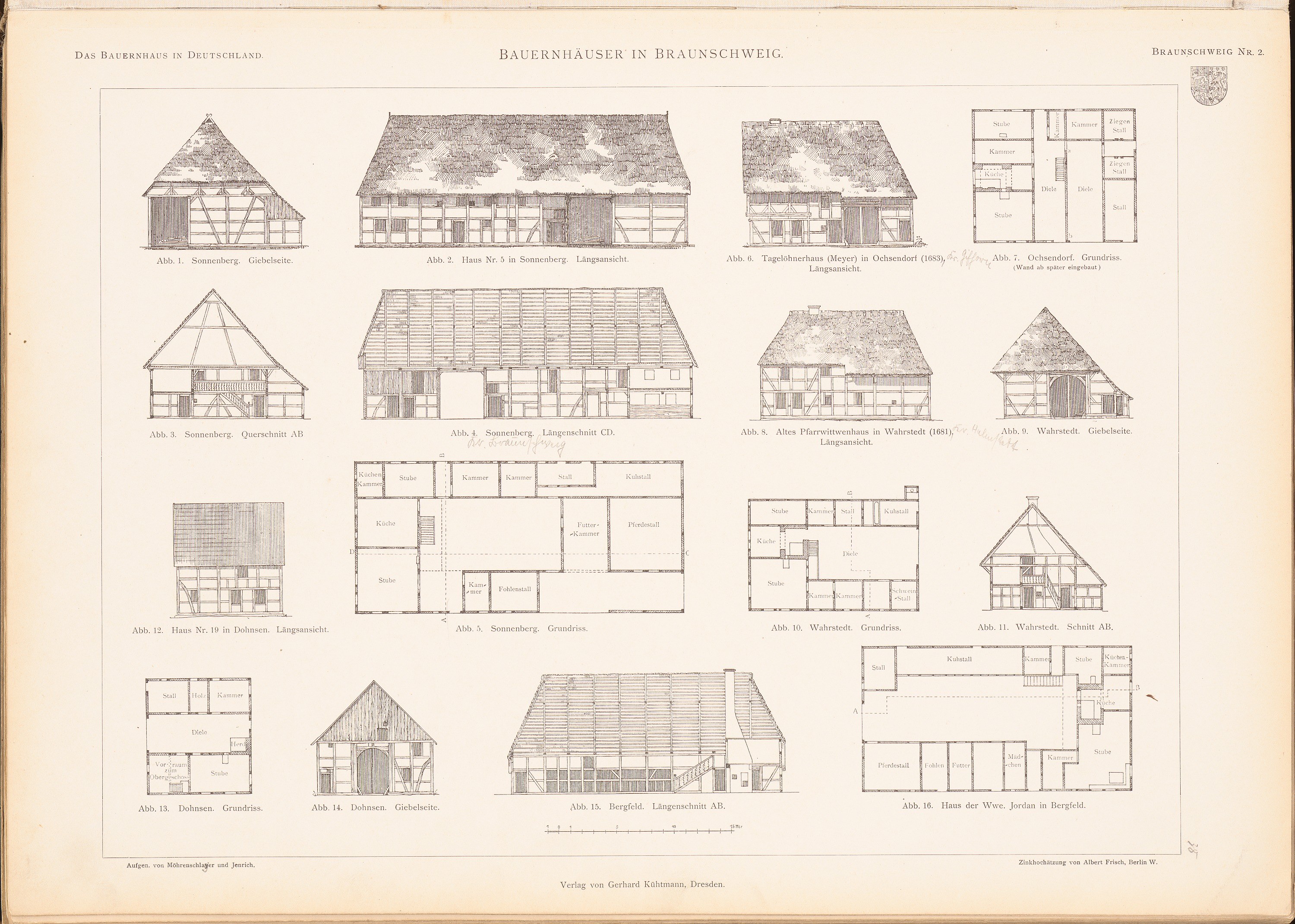 Ein offenes altes Buch mit Architekturhausplänen und -entwürfen.