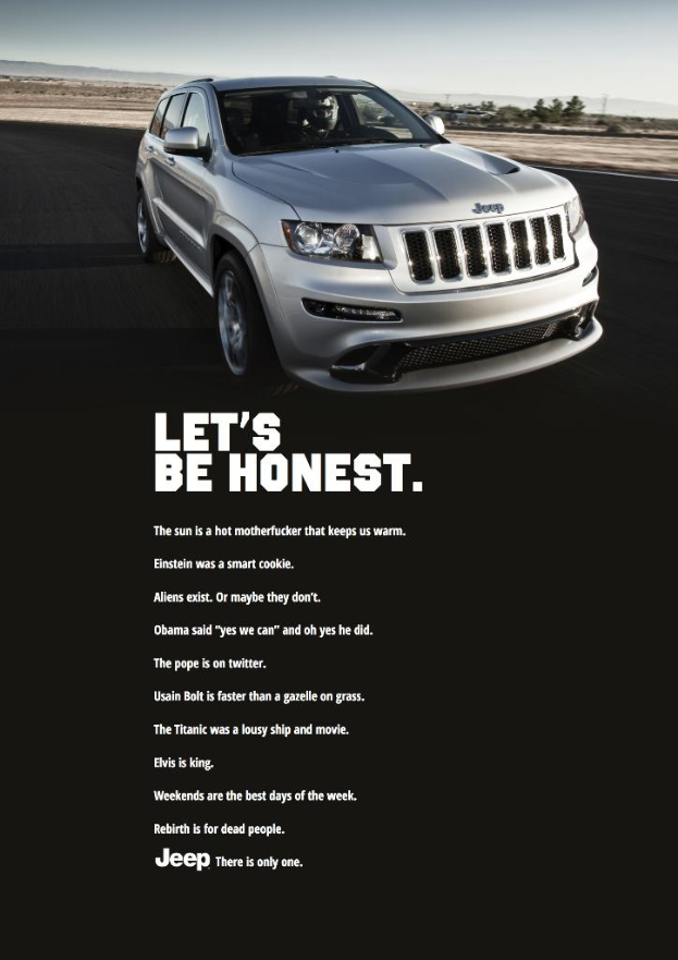 Ein Auto mit darunter liegendem Text, einschließlich Anführungszeichen, in einem bearbeiteten Bild.