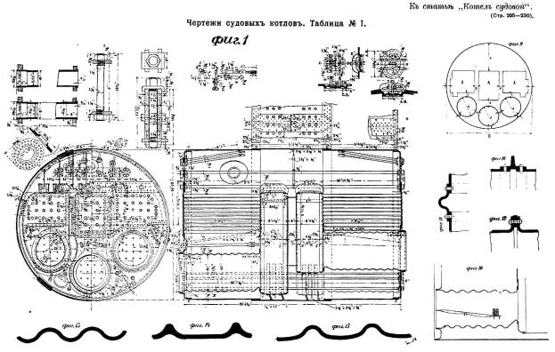 Detailierte technische Zeichnung einer Dampflokomotive mit beschrifteten Bauteilen und russischer Textbeschreibung ihrer Spezifikationen.