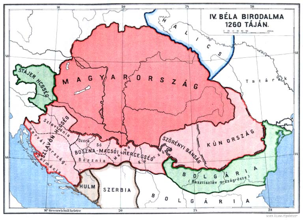 Eine Landkarte Ungarns aus dem 16. Jahrhundert mit Text, der das Ausmaß und die Regionen des ungarischen Reichs beschreibt.