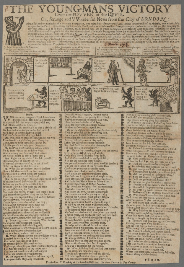 Ein detailliert illustrierter Siegplakat mit mutigen Texten, die den Triumph eines jungen Mannes feiern.