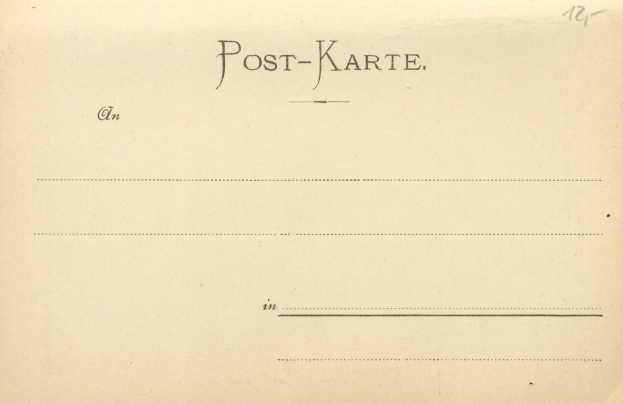 Ein alter Postkarte mit den Worten "Post-Karte" darauf, wahrscheinlich aus Deutschland.